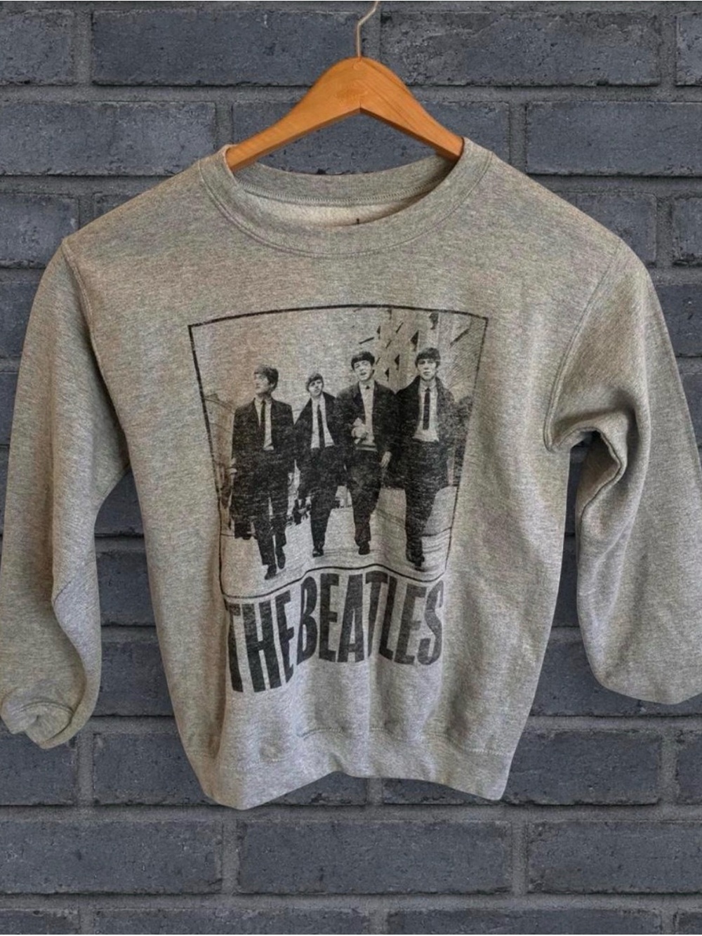 Gray Beatles Graphic Band Crewneck Sweater - Size Small